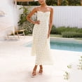 thumbnail image 1 of Ovzne Robes d'Été pour Femmes Robe Mode Imprimé Floral Aguichant Sans Manches Épaules Dénudées Bretelles Réglables Taille Élastique Robe de Printemps Imprimée Liquidation, 1 of 7