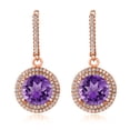 thumbnail image 2 of Gem Stone King 8.86 Ct Round Purple Amethyst 18K Rose Gold Plated Silver Earrings, 2 of 3