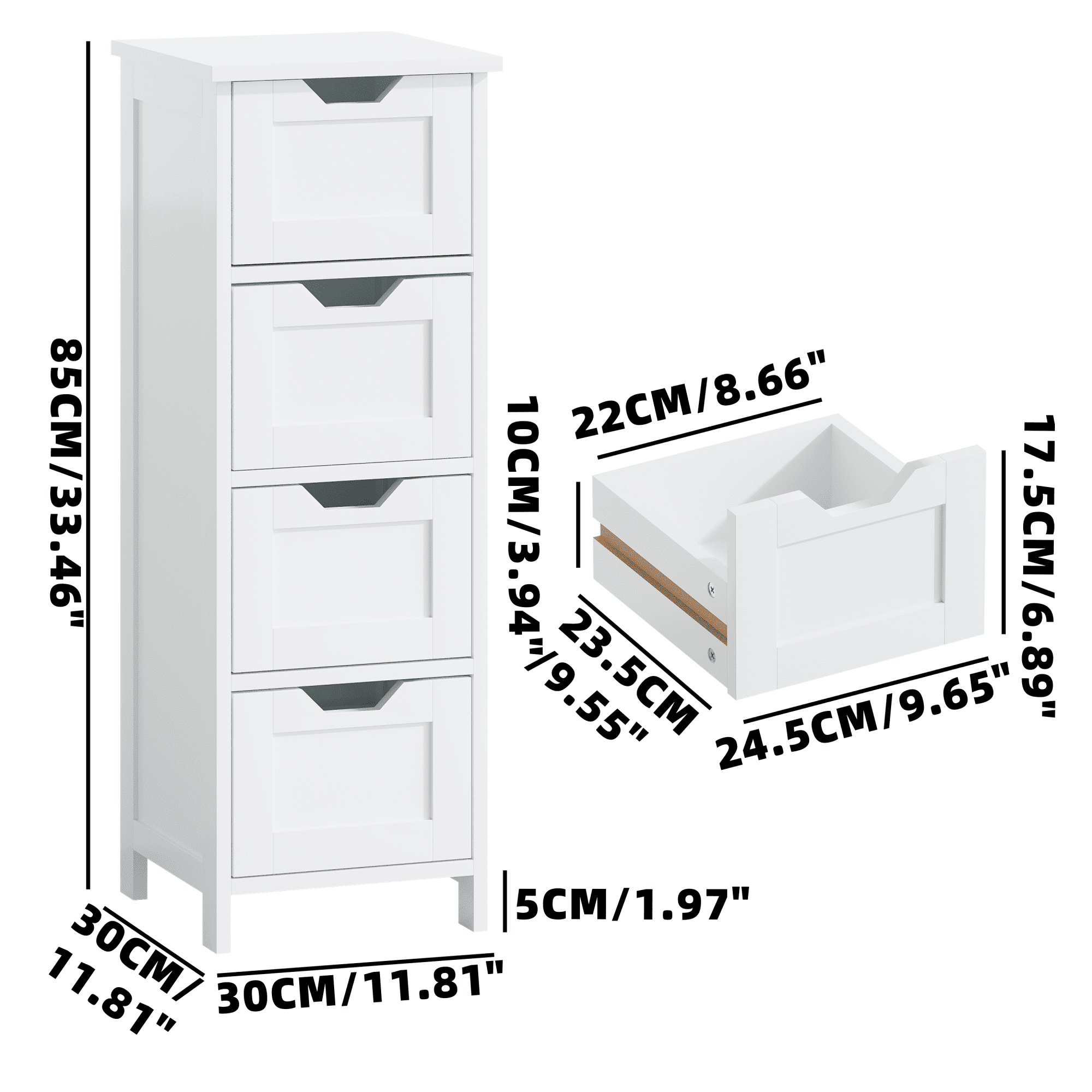 Bathroom Storage Cabinet,Freestanding Wooden Storage Organizer,Floor Storage Cabinet for Living Room Bedroom,White
