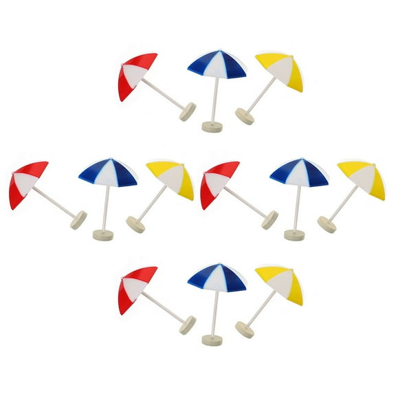 12pcs Mini Beach Umbrella Doll House Miniature Sun Umbrella Doll House Beach Layout Scene Decors
