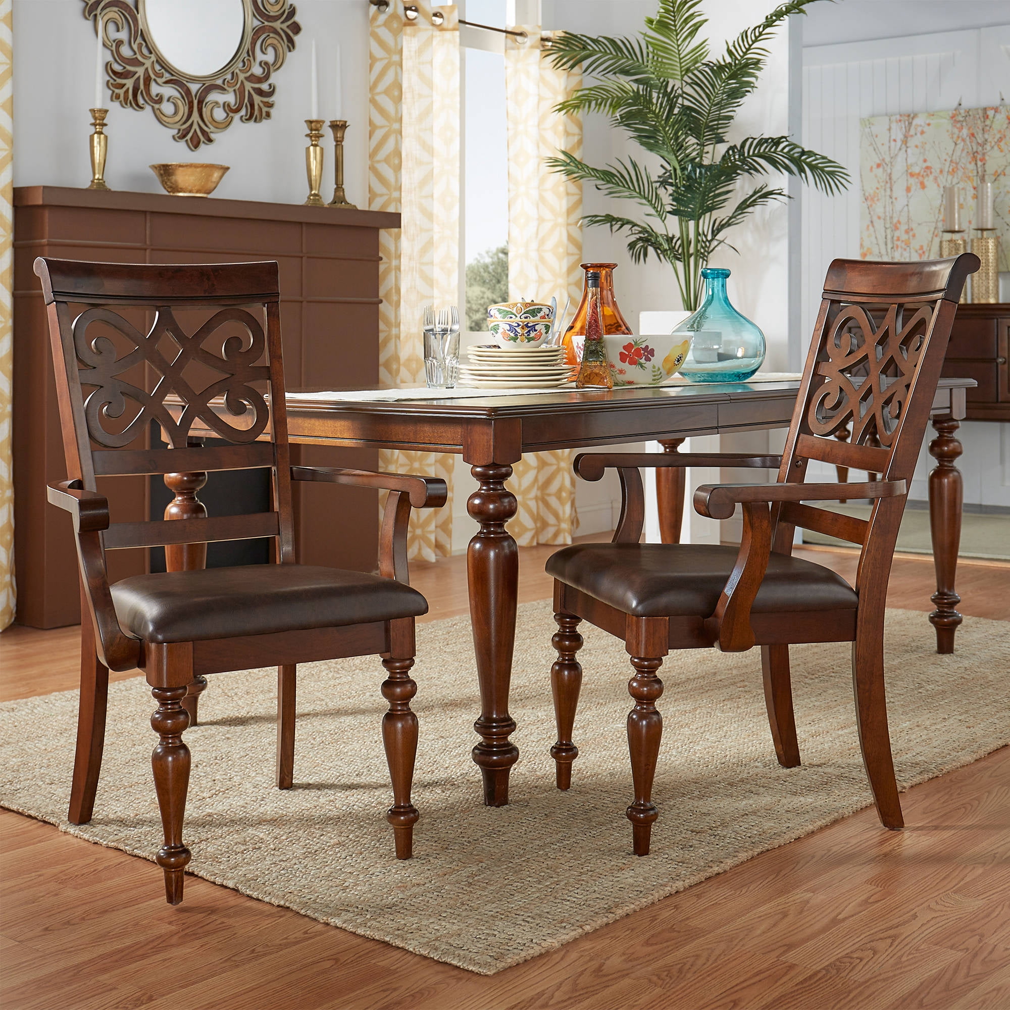 Weston Home Arm Chair , Set of 2, Rich Cherry - Walmart.com