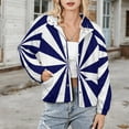 thumbnail image 3 of Jackets for Women Winter Coat Jackets Flannel Stand Collar Jacket(Aesthetic Night Blue And White Sunburst,Size:S-4XL), 3 of 7
