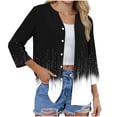 thumbnail image 5 of Fewfanhot Women 3/4 Sleeve Blouse, Notched V‑Neck Button Front Tunic Top, Loose Fit Casual Shirt for Ladies, 5 of 6