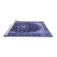 thumbnail image 2 of Ahgly Company Machine Washable Indoor Round Medallion Blue Traditional Area Rugs, 7' Round, 2 of 4