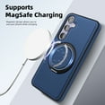thumbnail image 4 of MagSafe Compatible for Samsung Galaxy S25 Plus Case, Slim Shockproof Protective 360°Rotating Magnetic Kickstand Ring Holder Bracket Classic PU Leather Phone Cover for Samsung Galaxy S25 Plus, Orange, 4 of 9