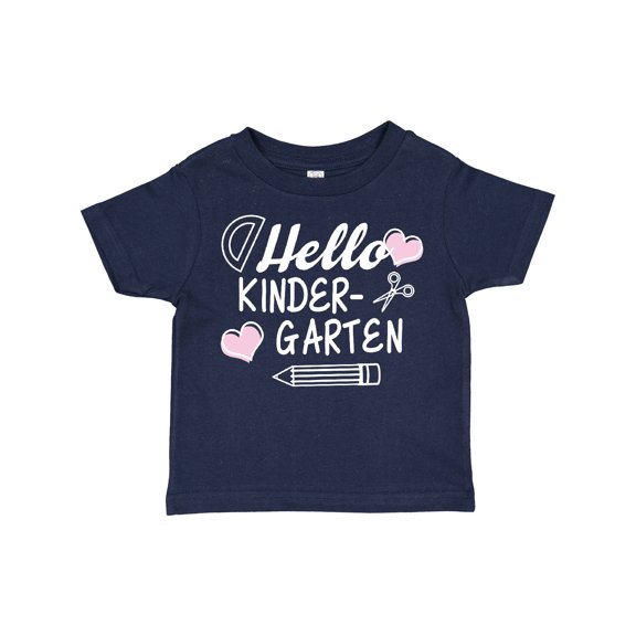 Inktastic Hello Kindergarten with Hearts and School Supplies Boys or Girls Toddler T-Shirt