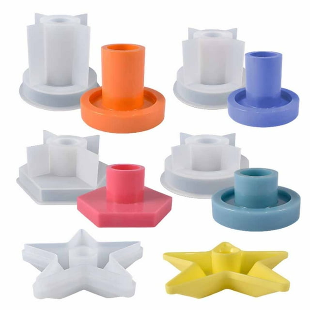 Adults Epoxy Resin Candle Holder Crafting Accessories Reusable Silicone Mold Home High Temperature Resistant Candlestick Base Mould Accessories Medium