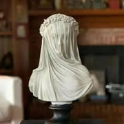 Veiled Maiden Bust Statue Gothic Home Decor Abstract White Resin Sculpture Goddess Statue Crafts Home Aesthetics