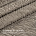 thumbnail image 4 of EVERGRACE 100% Cotton Modern Lines Quilt Set King Size, Pre-Washed Soft Striped Coverlet Bedspread, 3 Piece Lightweight Bedding Set for All Season, with 2 Pillow Shams, Stone Taupe, 4 of 8