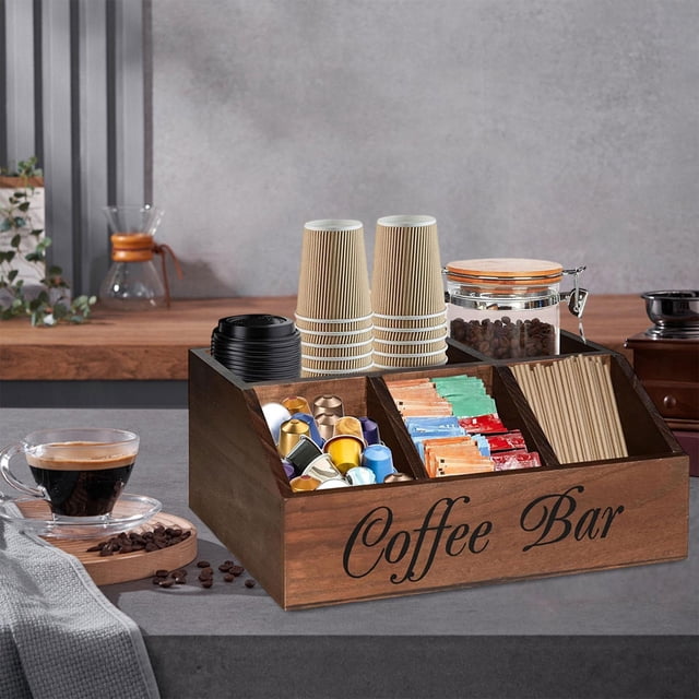 Elodie Coffee Station Organizer Coffee Capsules Holder Rustic Portable Tabletop Storage