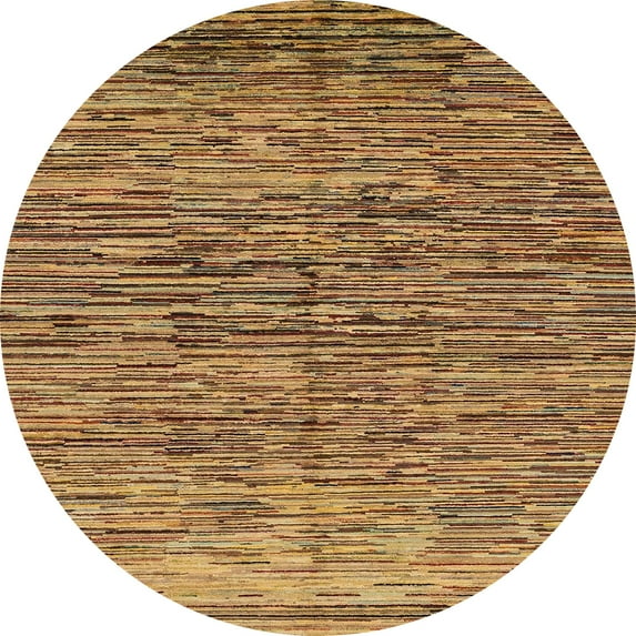 Ahgly Company Indoor Round Abstract Orange Abstract Area Rugs, 5' Round