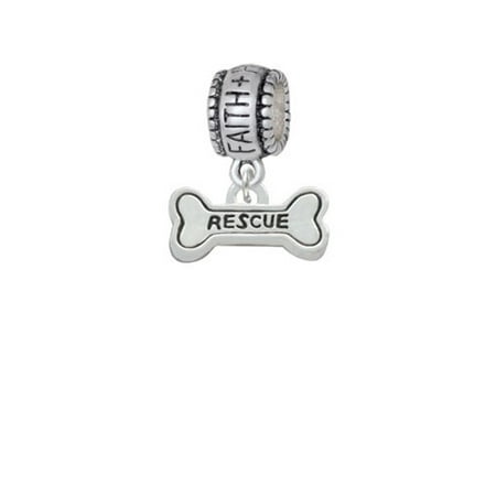- Mini ''Rescue'' Dog Bone - Faith Hope Love Charm Bead