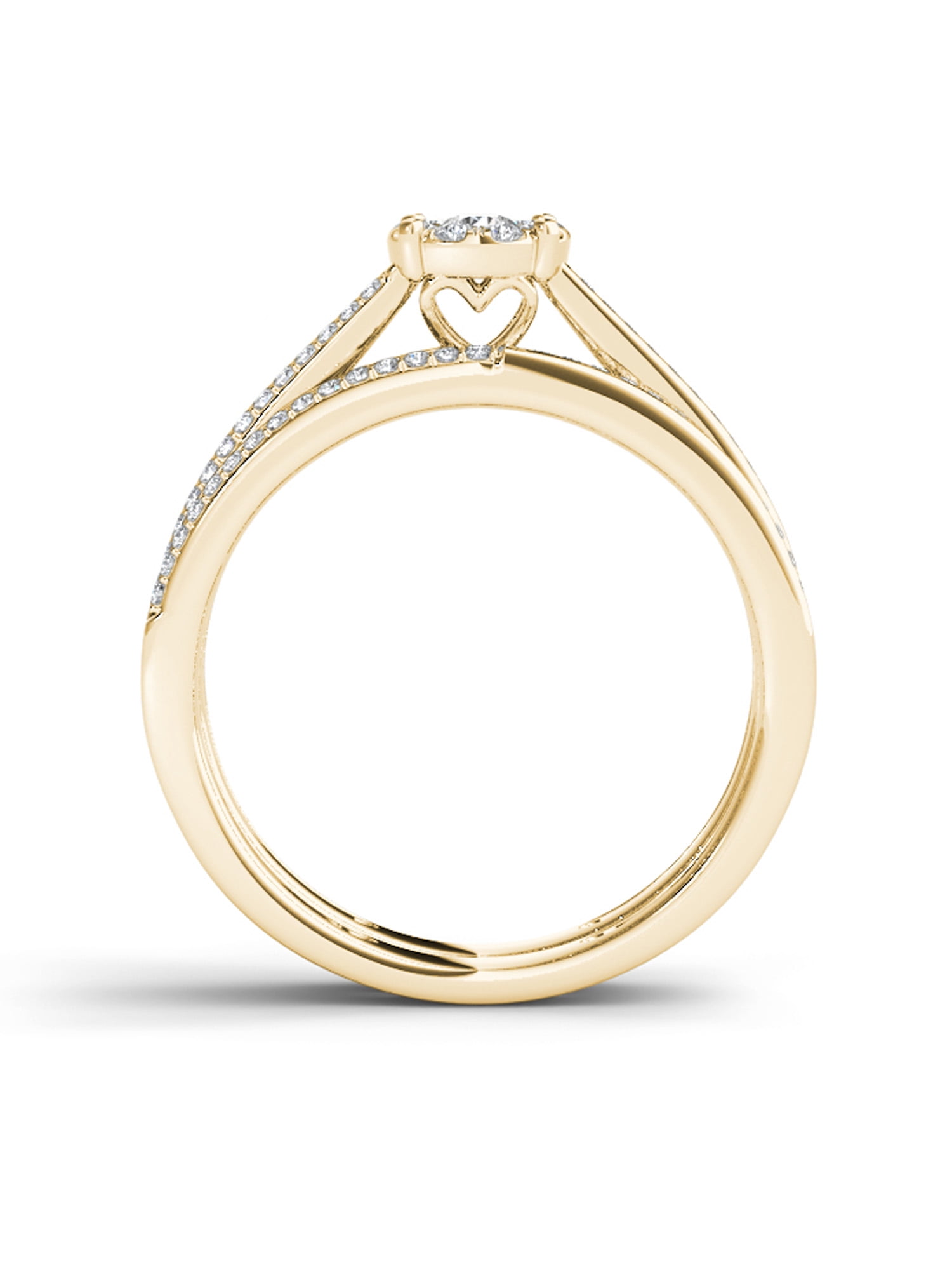 1/3 Carat T.W. Diamond 10kt Yellow Gold Cluster Engagement Ring Set