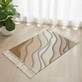 thumbnail image 3 of Beige Ombre Bathroom Rug 2'x3', Modern Geometric Abstract Aesthetic Cream Low Profile Front Entryway Rug with Tassels, Woven Cotton Washable Kitchen Mat Carpet for Foyer Bedroom Back Door Decor, 3 of 9