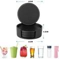 thumbnail image 3 of Set of Leather Drink Coasters Round Cup Mat Pad for Home and Kitchen Use-black, 3 of 5