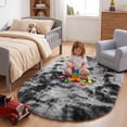 thumbnail image 5 of Yeerswag Oval Fluffy Soft Dark Grey Area Rugs, 2.6 x 5.3 ft, 5 of 8
