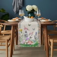 thumbnail image 2 of Easter Table Runner - 60 Inch Long, Kitchen Dining Table Runner Dresser Scarves, Farmhouse Bunny Colorful Eggs Flowers Plants Farmhouse Decor for Coffee Tables Wedding Party Banquet, 2 of 8