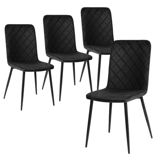 Juego De 4 Sillas Velvet De Comedor Vintage Recibidor negro