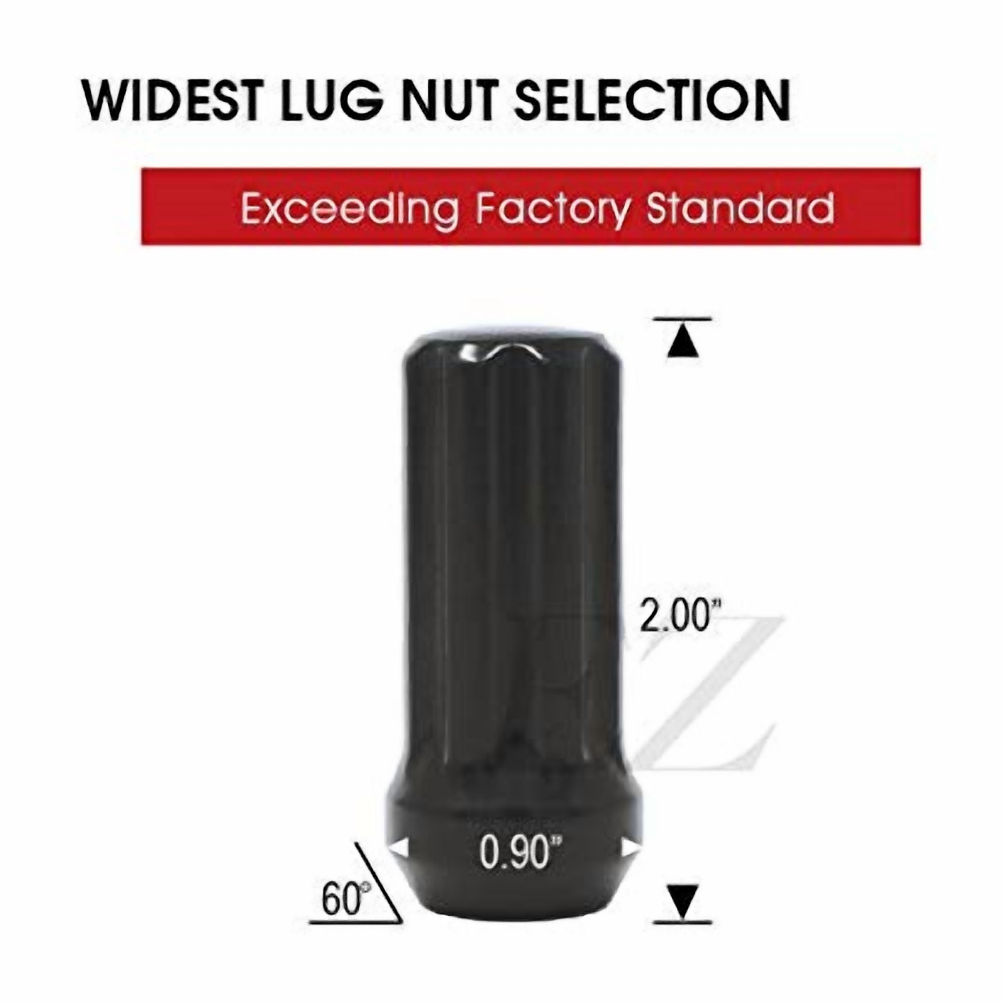 20 Black Duplex Spline Drive Acorn 1/2"-20 Lug Nut Kit with Key