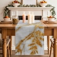 thumbnail image 2 of Table Runner - 60 Inch Long, White Yellow Marble Kitchen Dining Table Runner Dresser Scarves, Ink Painting Modern Art Farmhouse Decor for Coffee Tables Wedding Party Banquet, 2 of 8