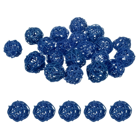 Uxcell 20-Pack Wicker Rattan Balls 40mm/1.6 Inch Decorative Rattan Balls for Christmas Weddings Thanksgiving Blue
