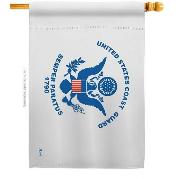 Americana Home & Garden H140312-BO 28 x 40 in. Coast Guard House Flag with Armed Forces Double-Sided Decorative Horizontal Flags Decoration Banner Garden Yard Gift