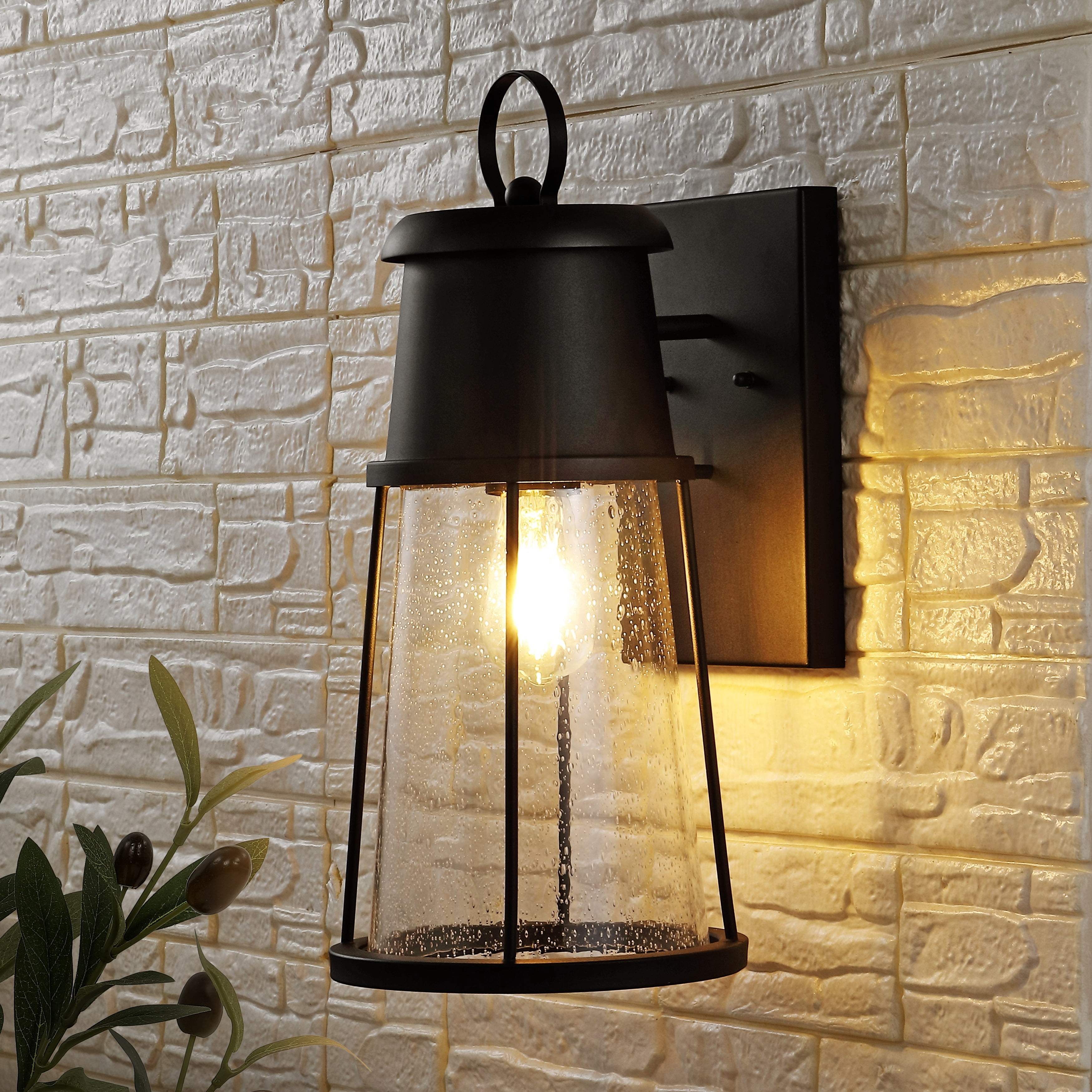 SAFAVIEH Laela Edison Tungsten Black Metal Wall Sconce with Clear Shade, Set of 2