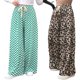 thumbnail image 5 of Pantalones a cuadros de tablero de ajedrez para mujer, pantalones de pierna ancha, pantalones sueltos con cordones de cintura alta, 5 of 5