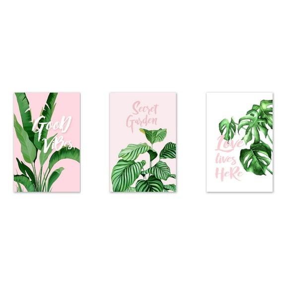 3PCS Green Plant Leaves Canvas Wall Art Painting Printed Pictures for Home Room Decor