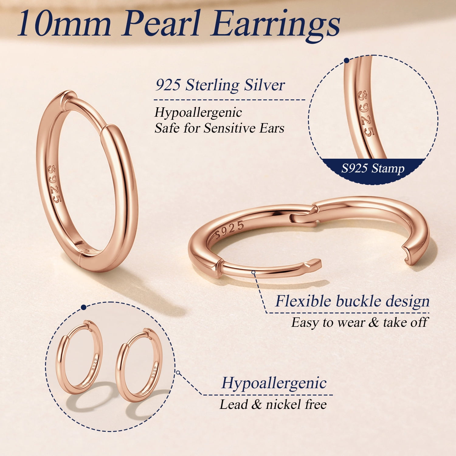 Suplight Silver Hoop Earrings for Women Men 8/10/12/14/16/18/20MM Small Huggie Hypoallergenic Nickel Free Christmas Jewelry Gift