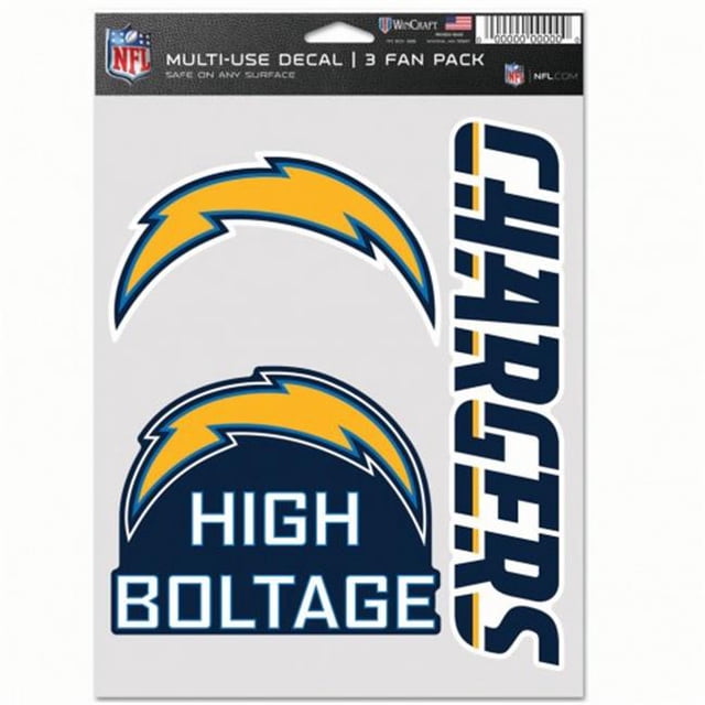 Wincraft NFL Décalcomanie Multi-Usage Los Angeles Chargers - Lot de 3