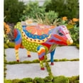 thumbnail image 3 of Evergreen Handmade Colorful Painted Folk Art Cow Metal Side Table, 3 of 5