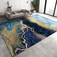 thumbnail image 1 of Blue Gold Gradient Marble Area Carpet, Modern Abstract Light Luxury Bedroom Rug, Upholstery Rug with Non-Slip Comfortable Soft Backing for Boy Girl Living Room Dining Room Office4 x 6ft, 1 of 7