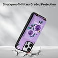 thumbnail image 4 of TECH CIRCLE Wallet Case for iPhone 13 Pro ,PU Leather Flip Protective Stand Flowers Floral Women Girls Case Card Holder Wristlet Mirror Shoulder Purse Case for iPhone 13 Pro 6.1" 2021,Purple, 4 of 10