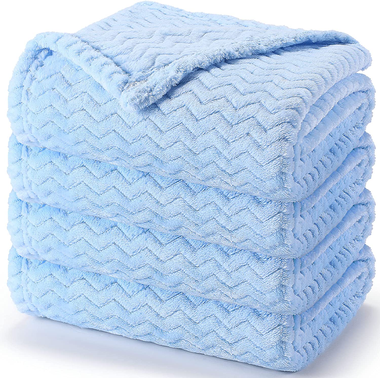 4 Pack Fuzzy Baby Blanket 30 x 40 Inch Soft Warm Swaddle Blanket Fluffy