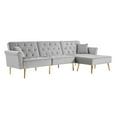 thumbnail image 6 of Living Room Sectional Sofas with Sleeper, L-Shaped Sofa Bed with Reversible Ottoman, 2 Pillows, Modern Fabric Bedroom Furniture Sleeper Sofa Couch with Metal Legs for Small Space, Light Gray, L5557, 6 of 11