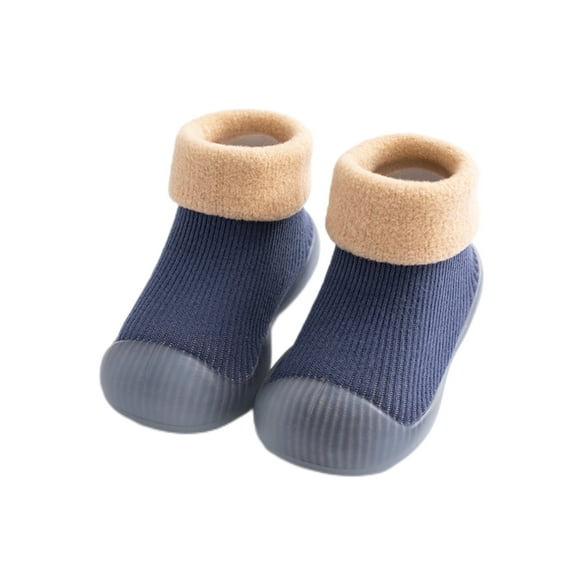 Woobling Infant Sock Shoes Rubber Soft Sole Socks Non-Skid Floor Slippers Casual Slipper House First Walking Shoe Blue 7C