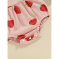 thumbnail image 7 of FEORJGP Toddler Baby Girl Summer Ribbed Clothes 3M 6M 1Y 2Y Infant Bandage Sleeveless Romper Strawberry Print Cami Jumpsuit Bodysuit and Headband Set Newborn Sweet Cute Fashion Comfy Outfits, 7 of 7