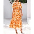 thumbnail image 3 of Vestido Dowerme de verano para mujer, casual, cuello en V, estampado floral, maxi con bolsillos, 3 of 6