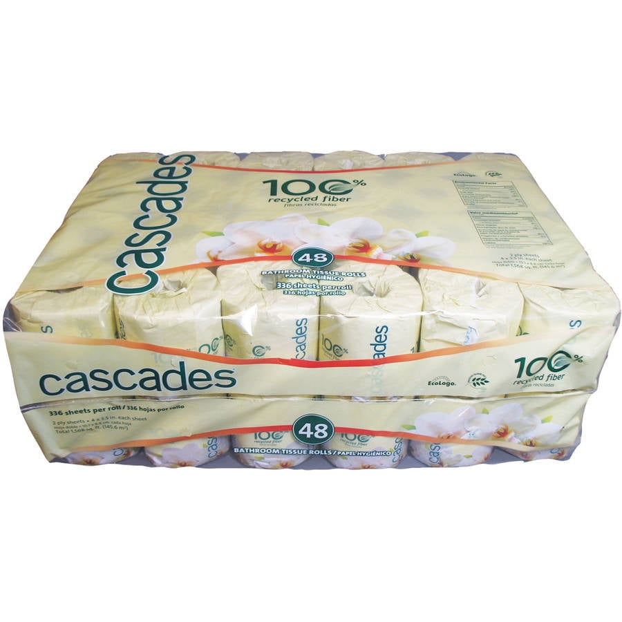 Cascades Standard 2Ply Bathroom Tissues, White, 336 sheets, 48 rolls