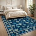 thumbnail image 3 of ODIKA 8'x10' Washable Area Rug Durable, Non-Slip Starfish Marine Nautical Scattered Seashell Ocean Bathroom Theme for Living Room, Under Sectional, Family Room, 3 of 7