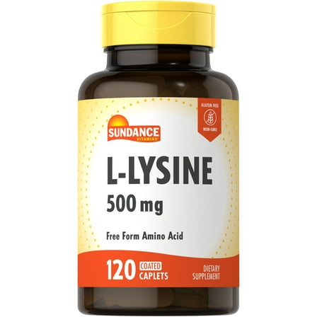 L-Lysine 500mg | 120 Caplets | Free Form Amino Acid | Vegetarian, Non-GMO, and Gluten Free Supplement | By Sundance