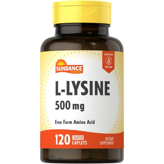 L-Lysine 500mg | 120 Caplets | Free Form Amino Acid | Vegetarian, Non-GMO, and Gluten Free Supplement | By Sundance