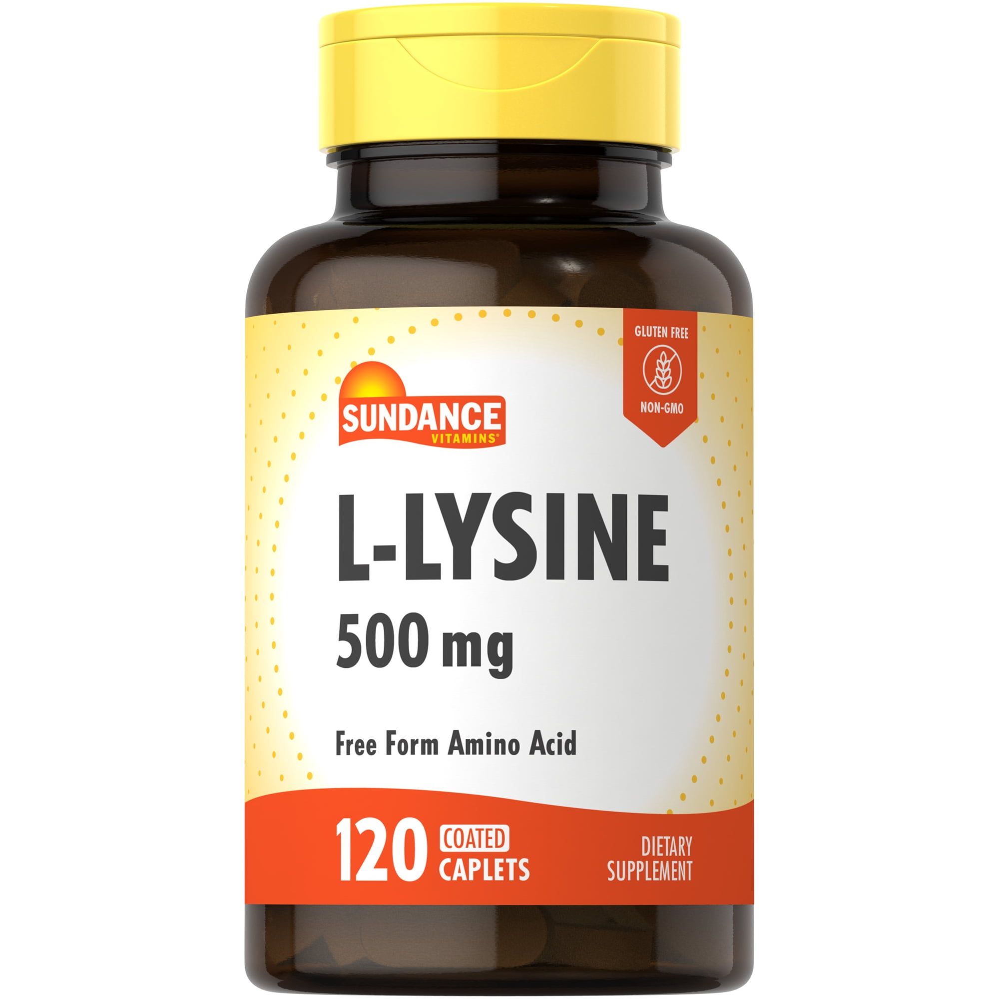 L-Lysine 500mg | 120 Caplets | Free Form Amino Acid | Vegetarian, Non-GMO, and Gluten Free Supplement | By Sundance