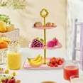 thumbnail image 4 of 3-Tier Cupcake Stand with Rim | Plastic Tiered Serving Tray Tower | Rectangle Dessert Display for Tea Party, Baby Shower & Wedding | Includes 1 Multi-Layer Platter, 4 of 5
