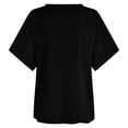 thumbnail image 2 of tklpehg Womens T Shirt Short Sleeve Summer Loose Ladies Tops Short Sleeve Tops Leisure Fashion V-Neck Button Tees Shirts Plain Colored Shirt Black 8(L), 2 of 7