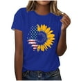 thumbnail image 2 of Fartey American Flag Shrot Sleeve Shirt for Women Cute Sunflower Graphic Tees 4th of July Summer Crew Neck Patriotic Tops Memorial Day T-Shirts Blue XL, 2 of 4