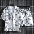 thumbnail image 3 of Conjuntos de camisas para hombre, conjuntos de playa blancos, conjunto de 2 piezas, conjunto coreano de dos camisetas, pantalones cortos, trajes para hombre, elegantes, 5xl, elásticos, sueltos, fresco, 3 of 5