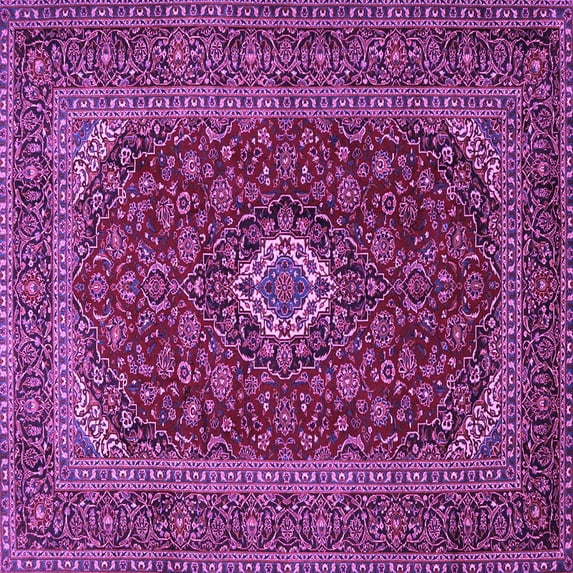 Ahgly Company Indoor Square Medallion Purple Traditional Area Rugs, 3' Square
