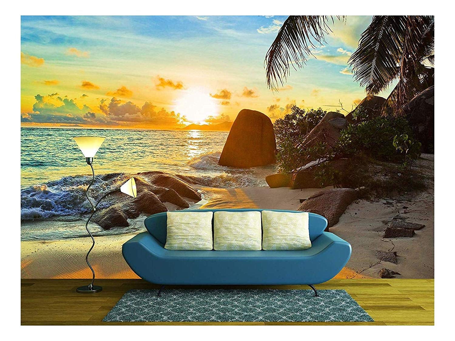 Wall Mural Wallpaper For Bedroom Living Room Beach Scene Tropics | My ...